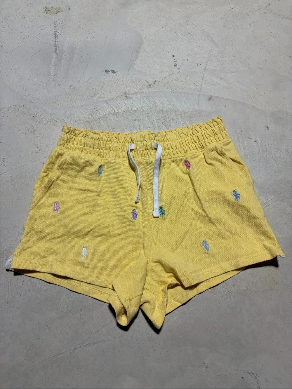Polo Ralph Lauren Yellow Embroidered Polo Logo Shorts large 12-14